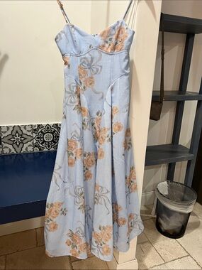 Altar’d State Light Blue Floral Spaghetti Strap Dress